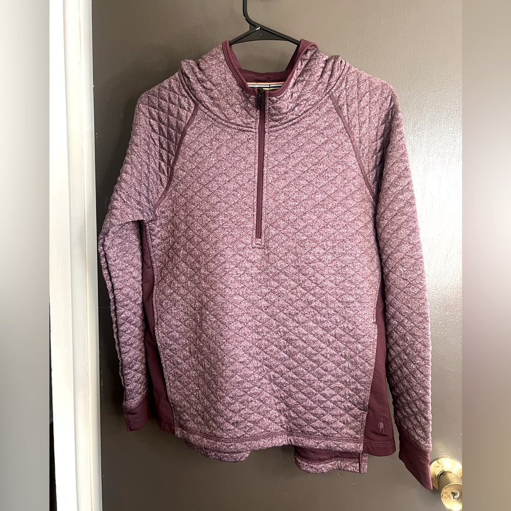 Smartwool Merino Wool Women’s Quilted Hoody Diamond Peak Pullover Small Purple